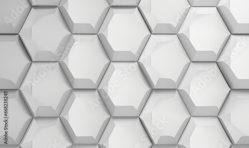 Abstract geometric seamless pattern in white material. Hexagon tiles. 3D render, Generative AI