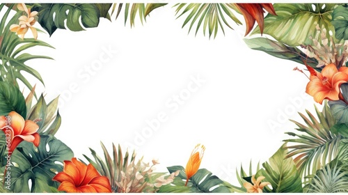 Watercolor decorative frame. Abstract background. Invitation, advertisement, thanks. Ornamental leaves