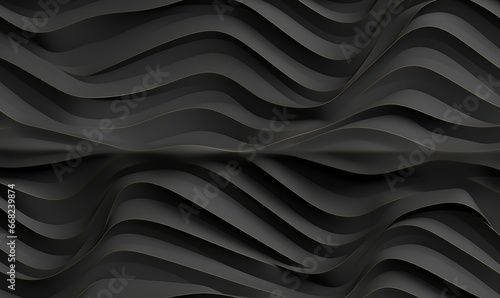 3D black seamless pattern in the form of geometric wavy tiles. High quality seamless realistic texture, Generative AI © Rajiv
