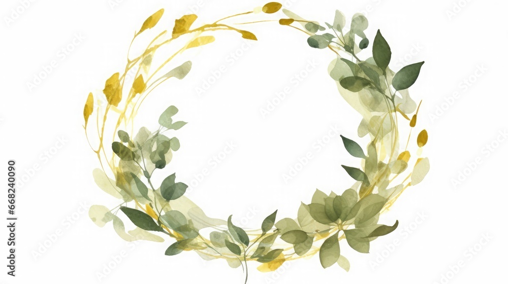 Obraz premium Watercolor decorative frame. Abstract background. Invitation, advertisement, thanks. Ornamental leaves