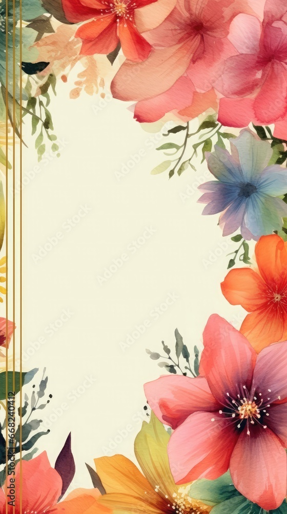 Obraz premium Watercolor decorative frame. Abstract background. Invitation, advertisement, thanks. Ornamental leaves