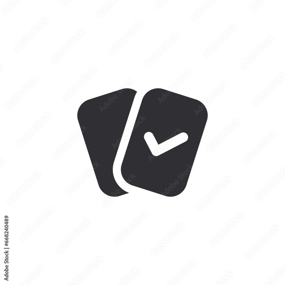 Child Game. Playing cards. Checkmark icon. Right choice. Logo template