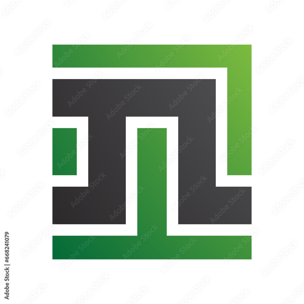 Green and Black Square Shaped Letter N Icon Green and Black Square Shaped Letter N Icon