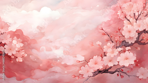Cherry blossom background. Sakura spring flower background. Japanese style.