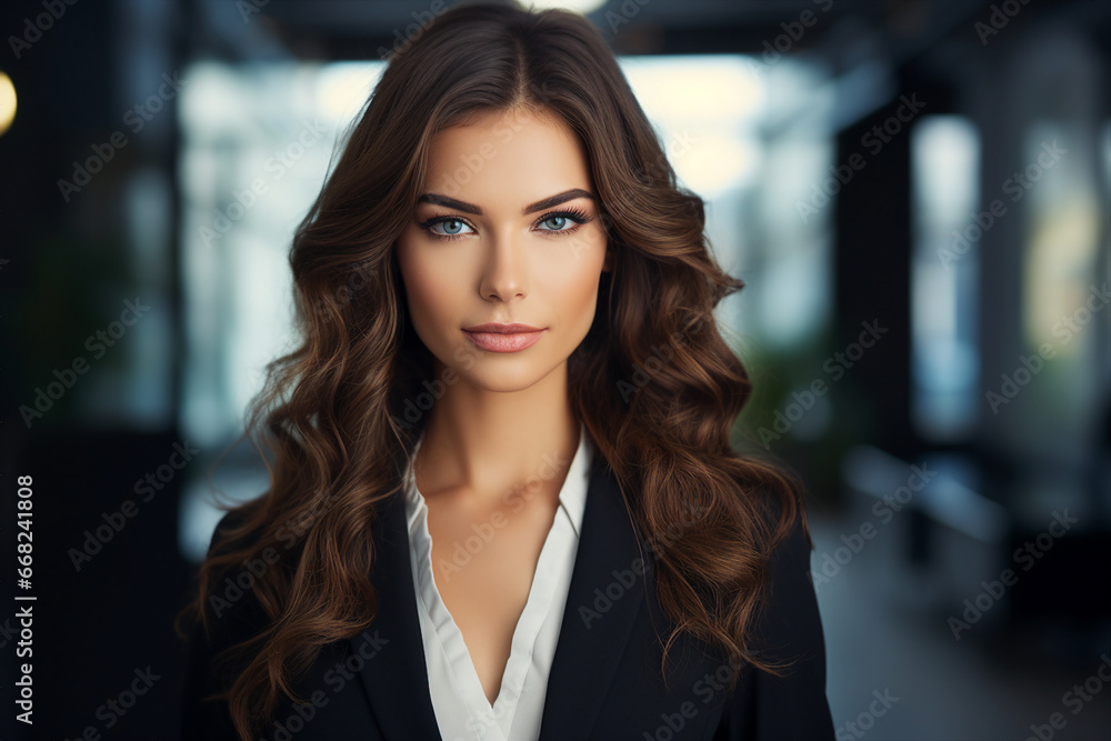 Generative AI picture portrait of amazing gorgeous office worker young woman