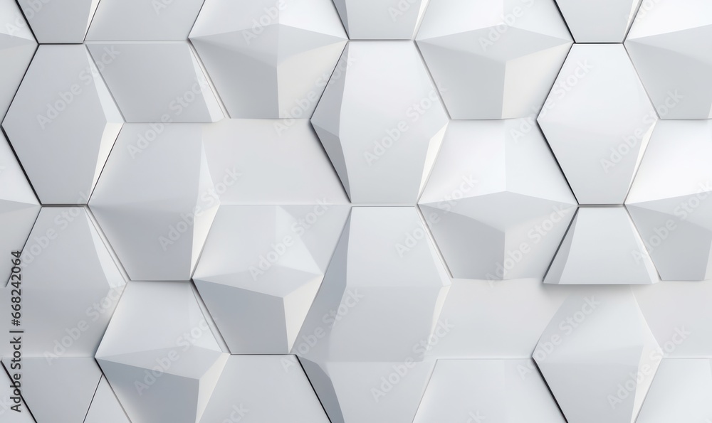 Abstract geometric seamless pattern in white iron material. Hexagon tiles. 3D render, Generative AI Abstract geometric seamless pattern in white iron material. Hexagon tiles. 3D render, Generative AI
