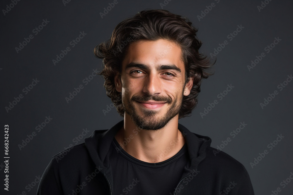 Image of a handsome successful man created with generative ai technology isolated on dark grey background Image of a handsome successful man created with generative ai technology isolated on dark grey background