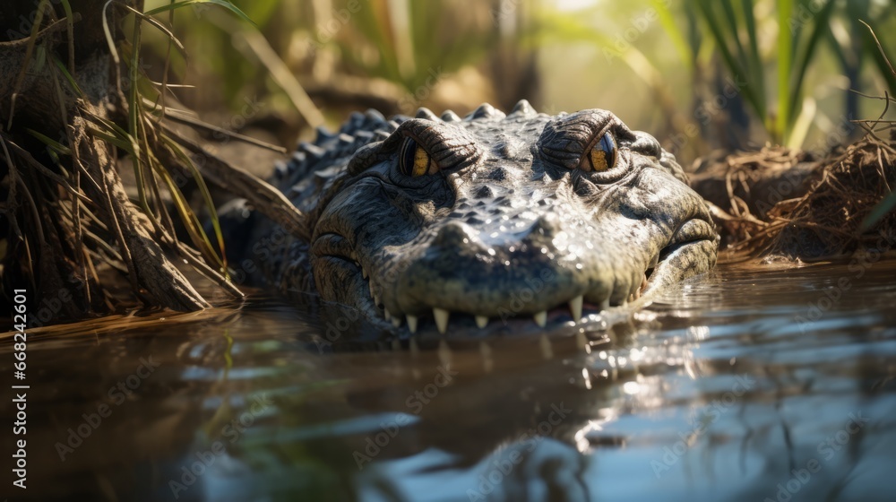 A Caiman Lurking in the Mangroves A Caiman Lurking in the Mangroves