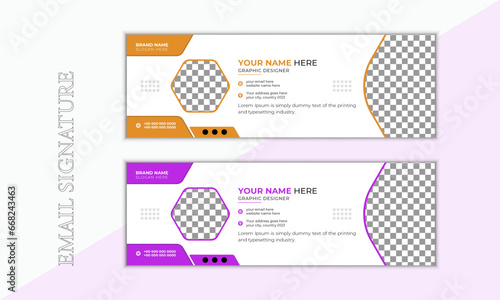 Creative business email signature template or email footer and personal social media cover templates with two colors.
