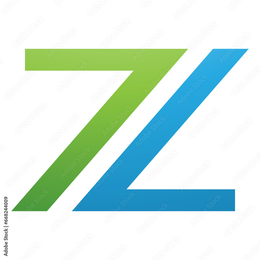 Green and Blue Number 7 Shaped Letter Z Icon Green and Blue Number 7 Shaped Letter Z Icon