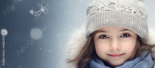 Child dressed warmly during winter holidays photo