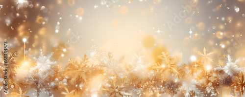 Christmas gold stars, glitter and lights banner background - festive celebration theme