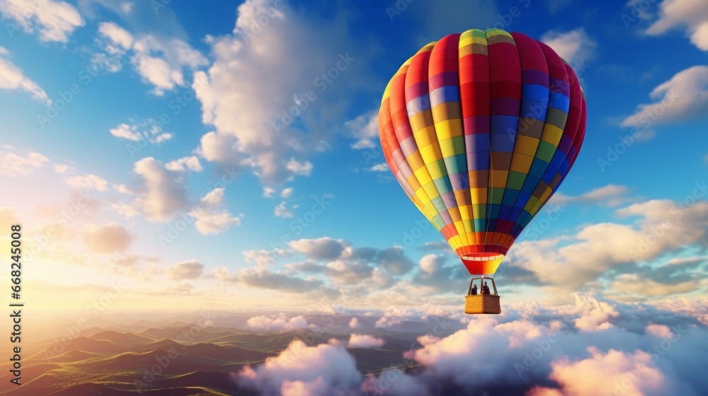 Fototapeta premium Colorful Balloon Ride: A Romantic Hot Air Balloon Ride