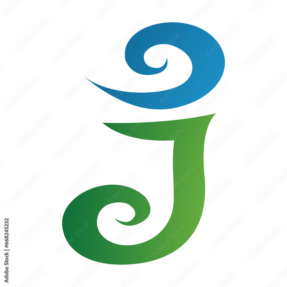 Green and Blue Swirl Shaped Letter J Icon Green and Blue Swirl Shaped Letter J Icon
