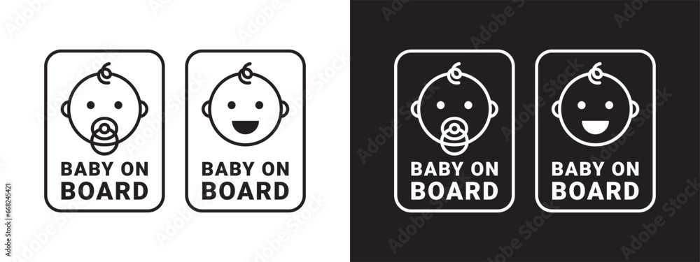 Baby on board badge. Baby on board sign icon. Child safety sticker warning emblem. Vector scalable graphics