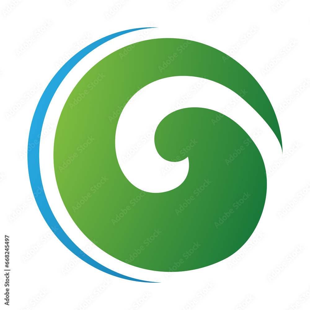 Green and Blue Whirl Shaped Letter O Icon Green and Blue Whirl Shaped Letter O Icon