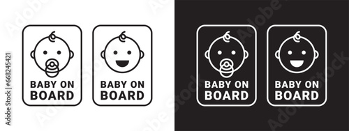 Baby on board badge. Baby on board sign icon. Child safety sticker warning emblem. Vector scalable graphics