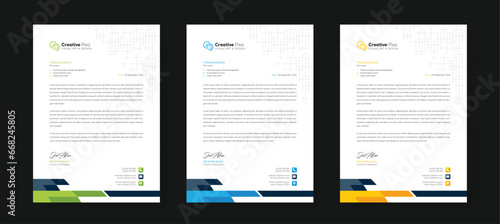 Modern letterhead design template with color variation bundle. Creative letterhead design template for your business. Abstract letterhead design template.