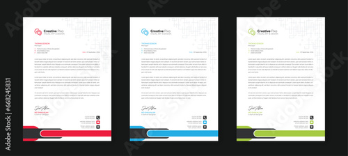 Modern letterhead design template with color variation bundle. Creative letterhead design template for your business. Abstract letterhead design template.
