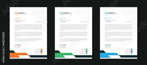 Modern letterhead design template with color variation bundle. Creative letterhead design template for your business. Abstract letterhead design template.
