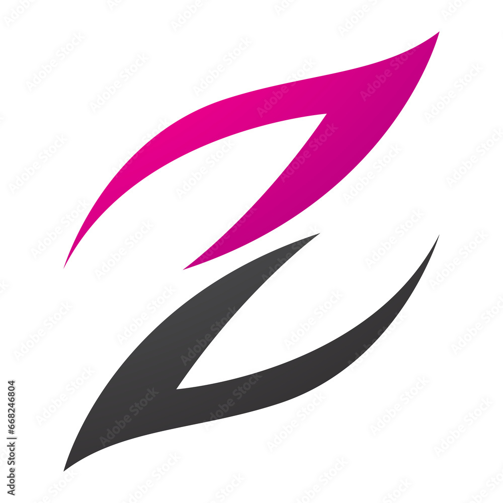 Magenta and Black Fire Shaped Letter Z Icon Magenta and Black Fire Shaped Letter Z Icon