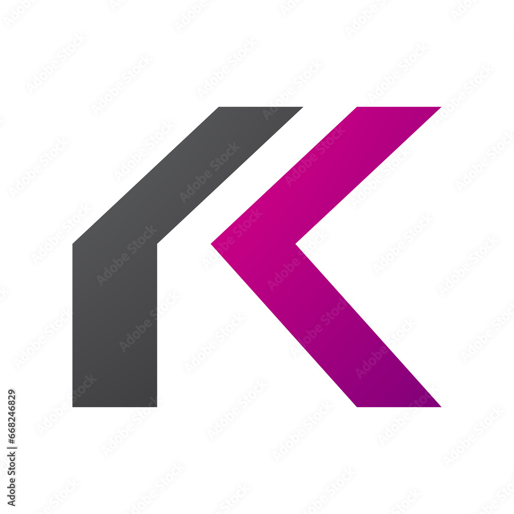 Magenta and Black Folded Letter K Icon Magenta and Black Folded Letter K Icon