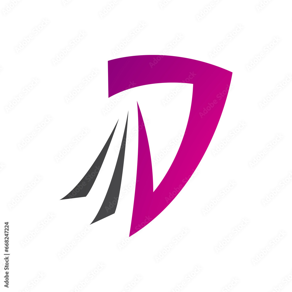 Magenta and Black Letter D Icon with Tails Magenta and Black Letter D Icon with Tails