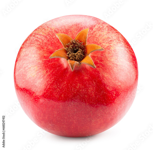 whole pomegranate isolated on the white background. Clipping path