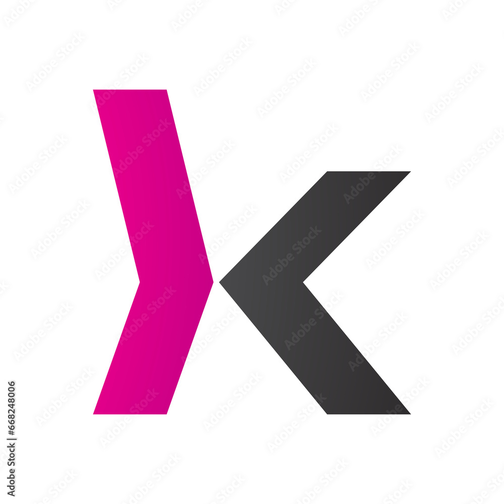 Magenta and Black Lowercase Arrow Shaped Letter K Icon Magenta and Black Lowercase Arrow Shaped Letter K Icon
