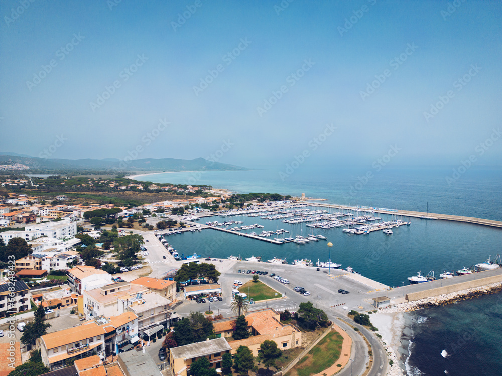 La Caletta harbor port in Sardinia, Italy