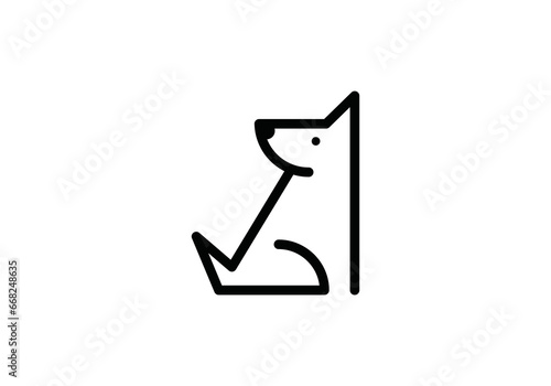 dog logo design. pet care white linear style concept element symbol vector illustration.	