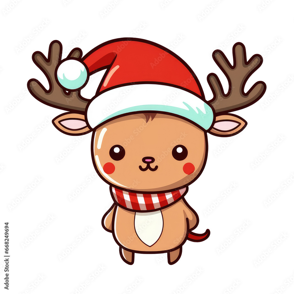 vector christmas element. vector reindeer with christmas hat illustration. vector christmas element. vector reindeer with christmas hat illustration.