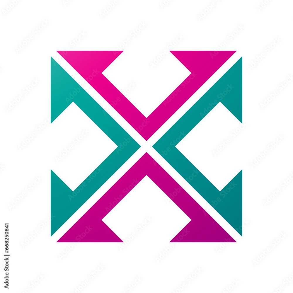Magenta and Green Arrow Square Shaped Letter X Icon Magenta and Green Arrow Square Shaped Letter X Icon
