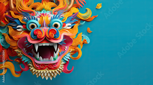 colorful chinese dragon on color background  generative ai
