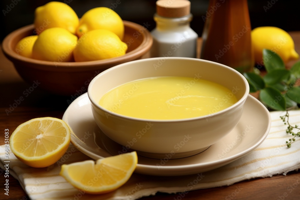 Smooth Bowl lemon sauce. Sauce herb. Generate Ai Smooth Bowl lemon sauce. Sauce herb. Generate Ai