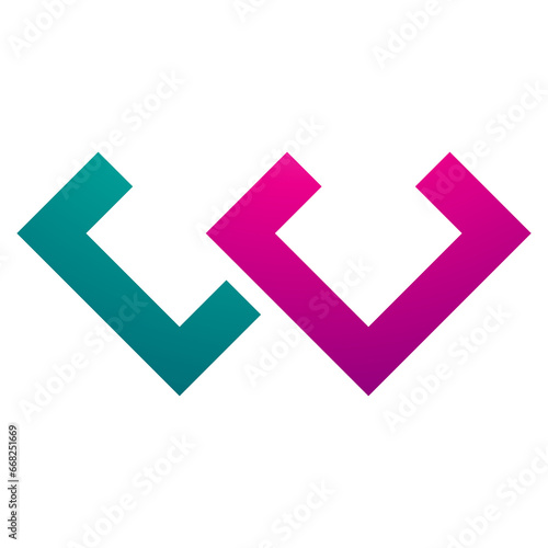 Free Download Magenta and Green Cornered Shaped Letter W Icon - GFXLoad