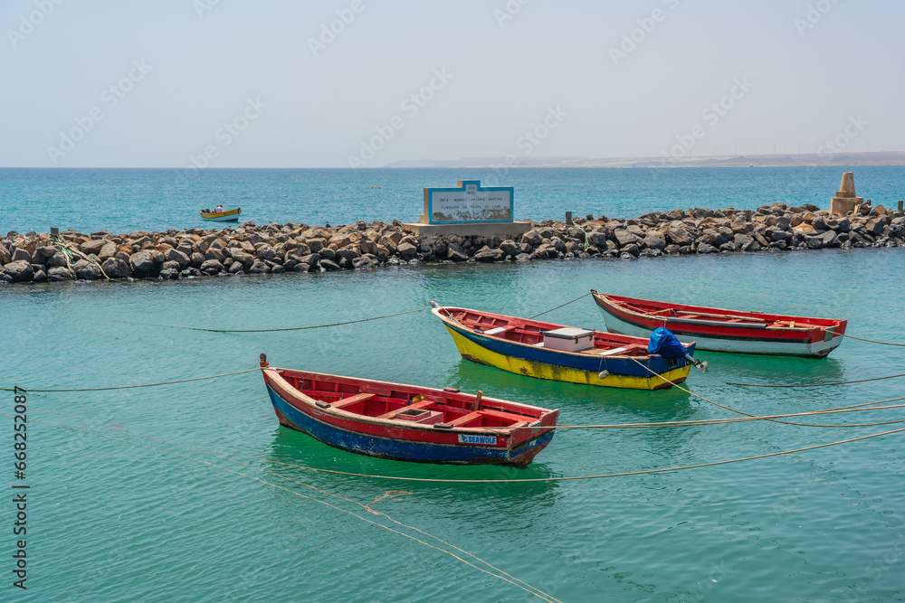 Fisherman boats at the east coastline of Sal island, Cape Verde Fisherman boats at the east coastline of Sal island, Cape Verde