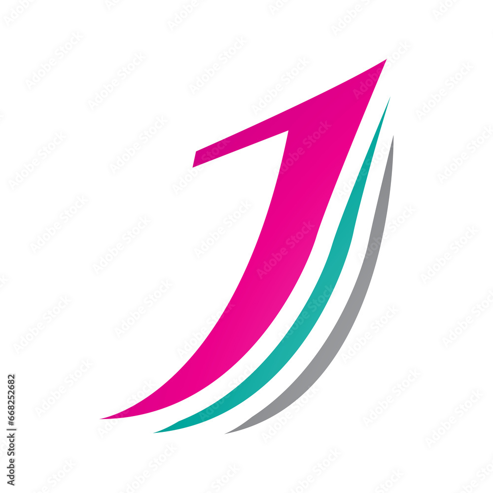 Magenta and Green Layered Letter J Icon Magenta and Green Layered Letter J Icon
