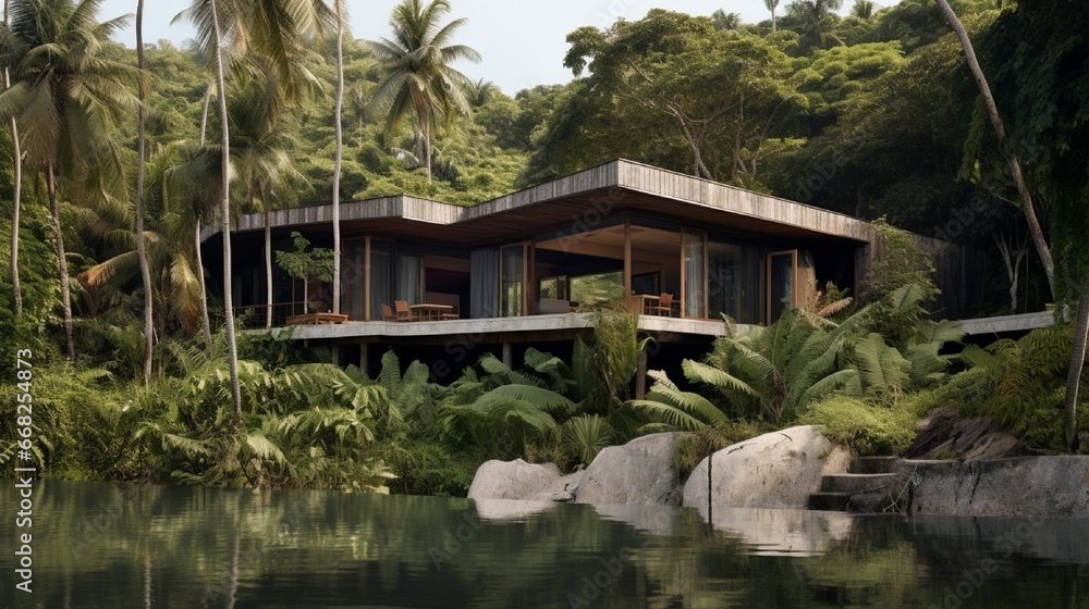 house hidden in luxuriant vegetation 