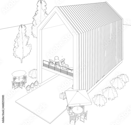 3D illustration of coffee shop