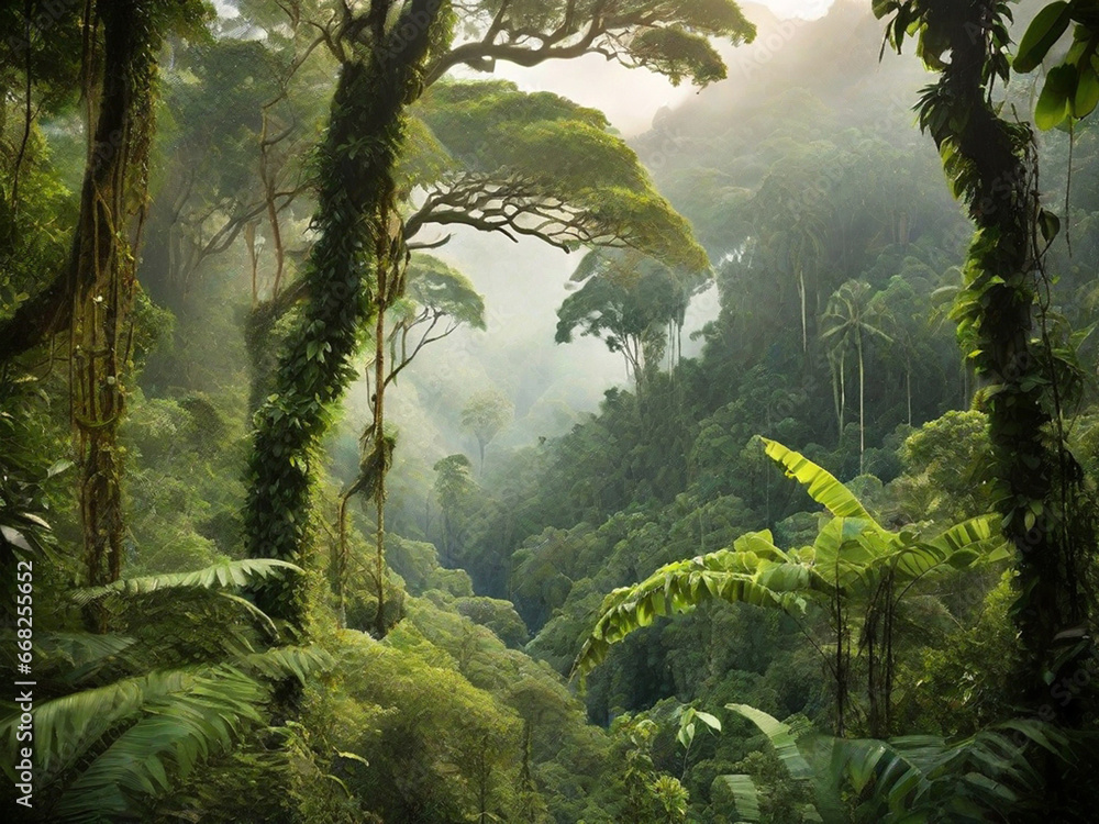 Fototapeta premium Jungle Photography, generative ai