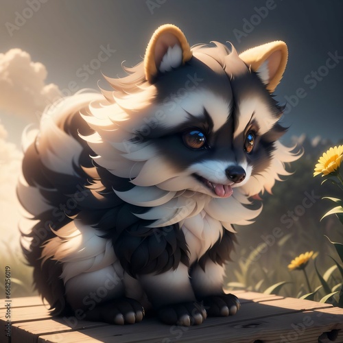 Puppy racoon. Generative AI photo