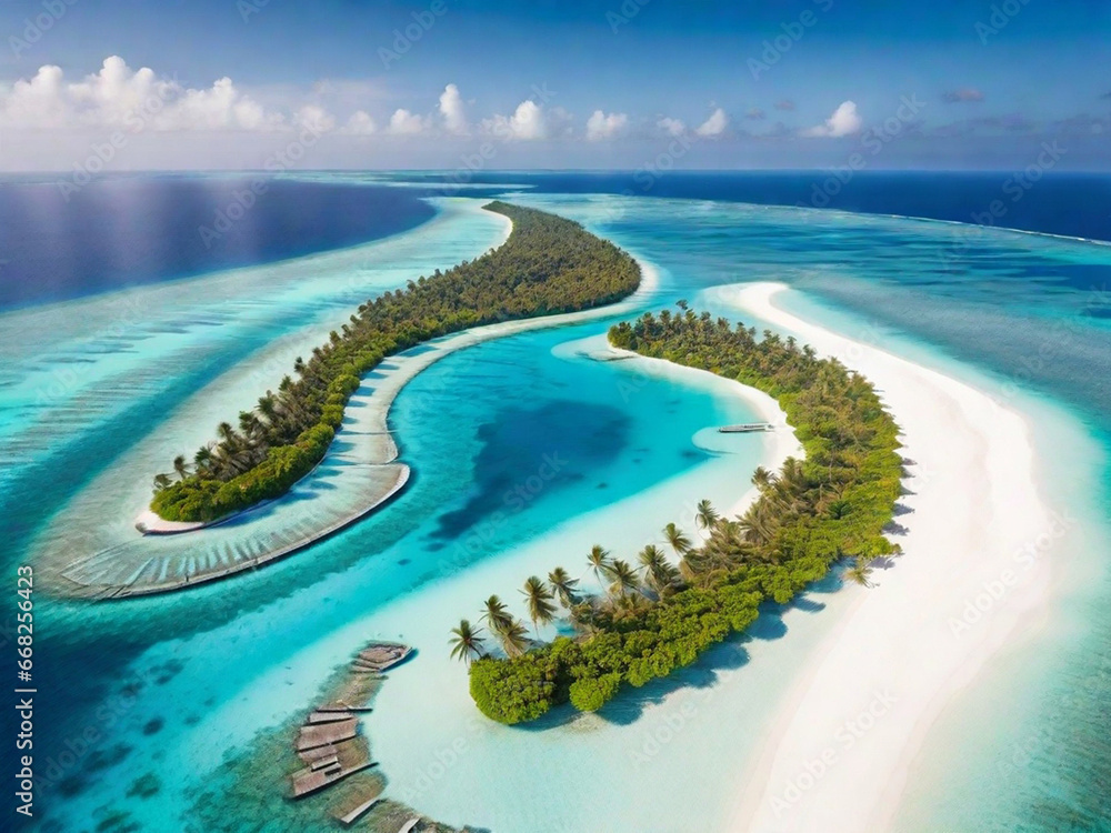 Fototapeta premium Maldives landscape photography, generative ai