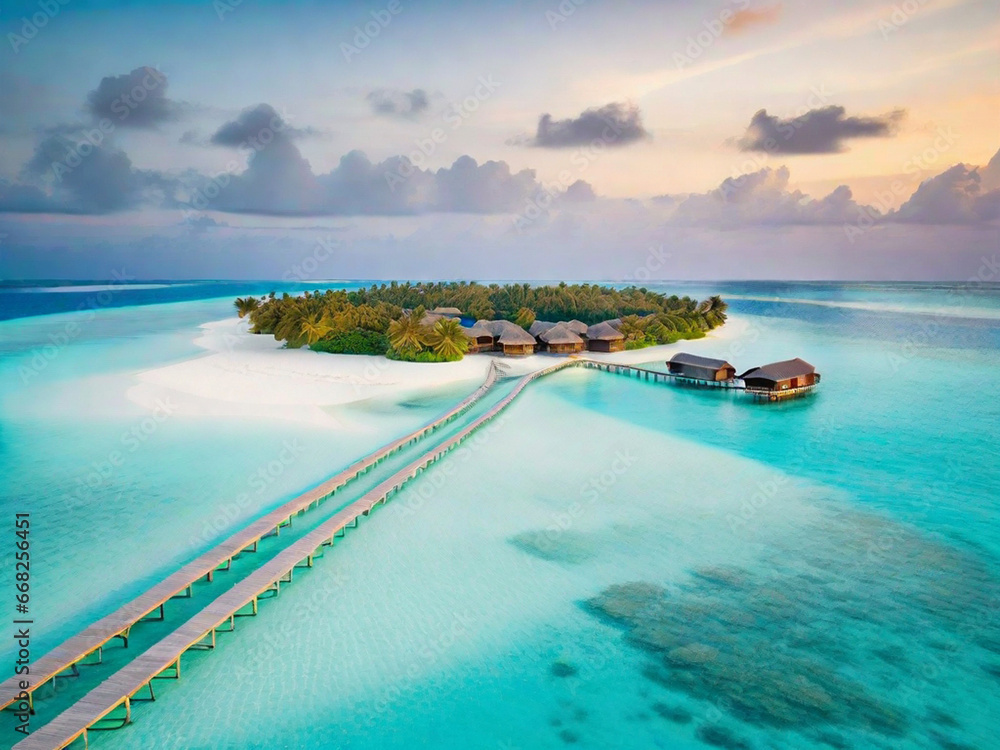 Maldives landscape photography, generative ai