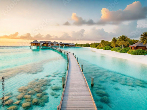 Maldives landscape photography, generative ai