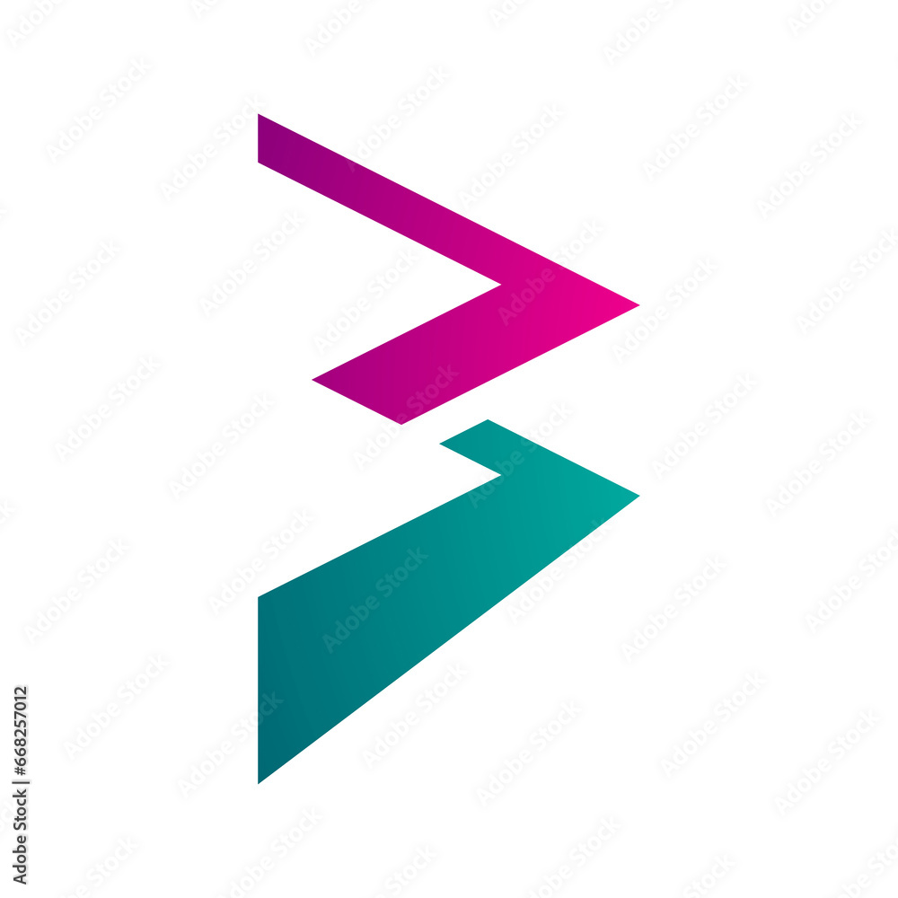 Magenta and Persian Green Zigzag Shaped Letter B Icon Magenta and Persian Green Zigzag Shaped Letter B Icon