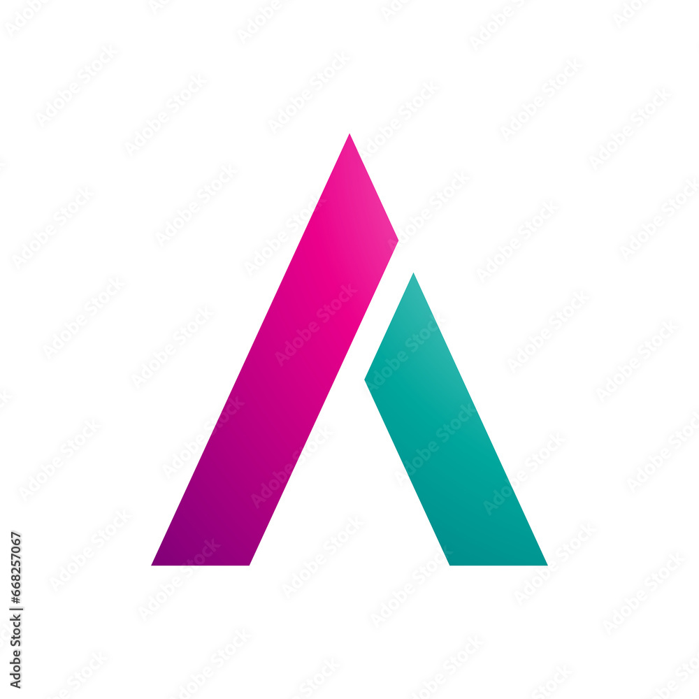 Magenta and Persian Green Trapezium Shaped Letter A Icon Magenta and Persian Green Trapezium Shaped Letter A Icon