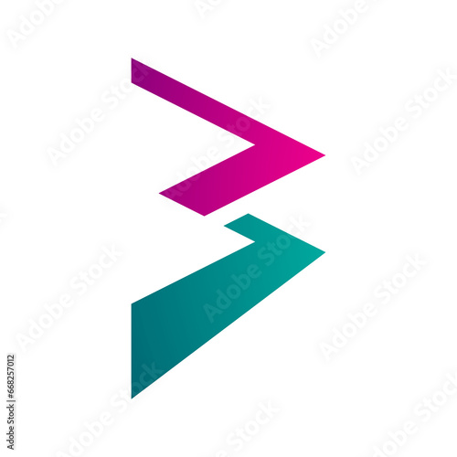 Free Download Magenta and Persian Green Zigzag Shaped Letter B Icon - GFXLoad