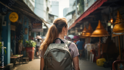 Wallpaper Mural Back View of Traveler Exploring Bangkok Torontodigital.ca
