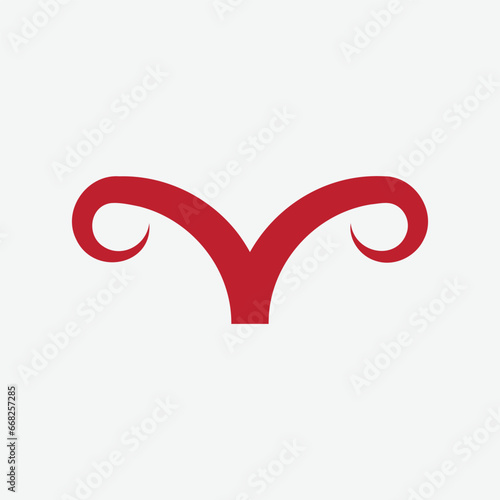 modern minimal ram aries goat horn logo design